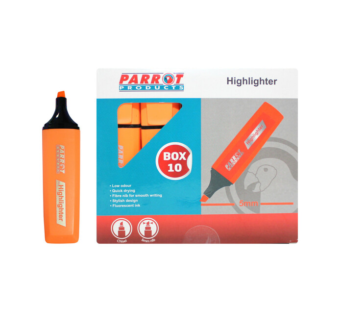 Parrot Marker Highlighter Box 10 - Orange - Dailydeals.co.za