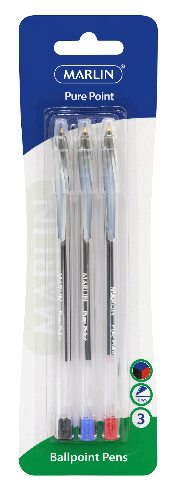 Marlin Pure Point Medium Transparent Ballpoint Pens - Assorted Ink ...