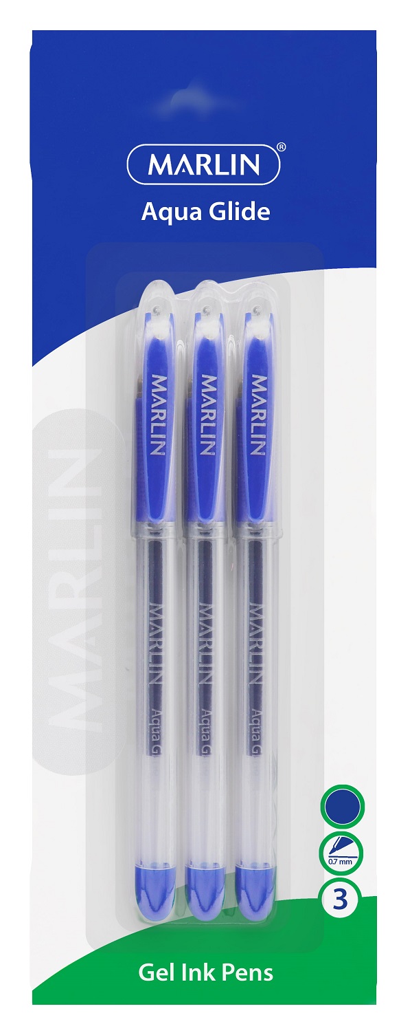 Marlin Gel Glide Gel Ink Pens 3-Pack – Blue, 0.7mm | Limited