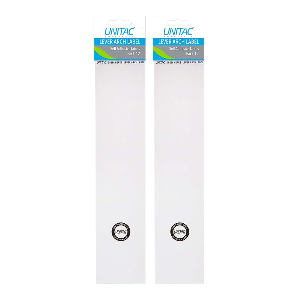 Unitac Labels Unitac Lever Arch File Spine Labels White – 2 Packs of 12