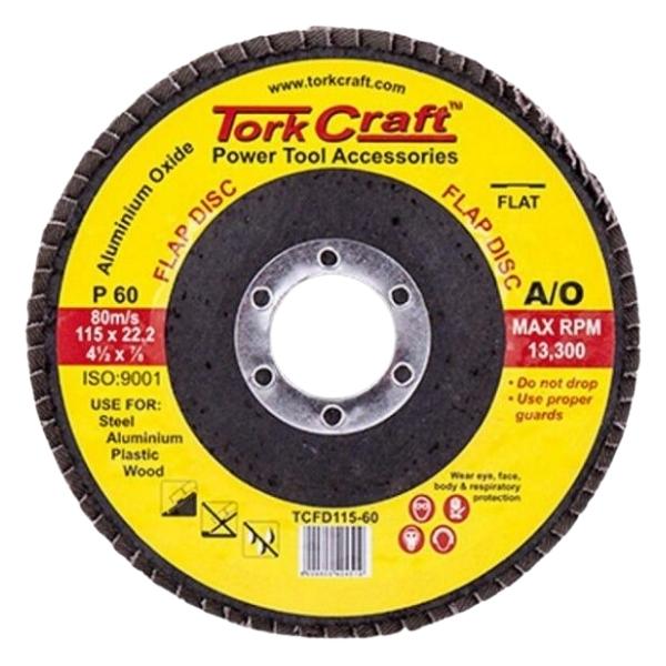 Tork Craft Flap Sanding Disc 115mm 60 Grit – Pack of 10