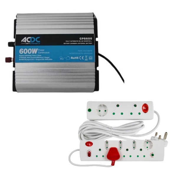 ACDC Pure Sine Wave Inverter & 8-Way Multi-Plug | Toolhome