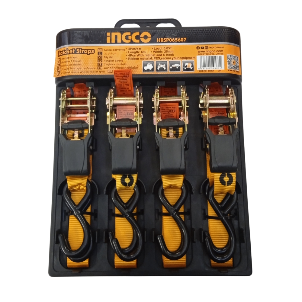 Geani Racheta Ingco Ratchet Strap 25mm - 4 Pack | Reliable Tie-Down